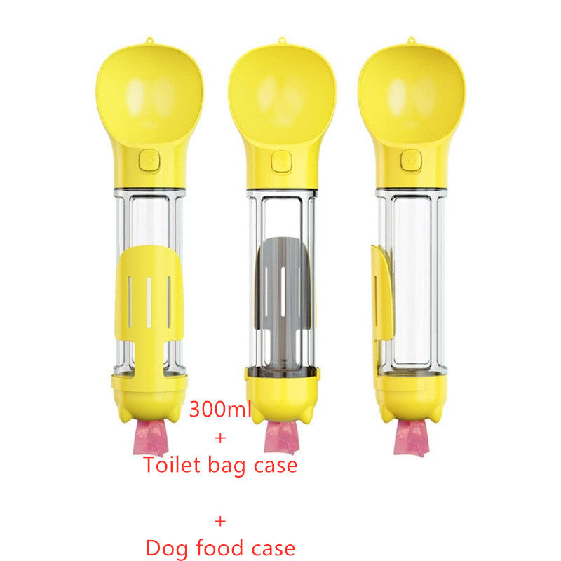 3 In 1 Pet Water Bottle with Garbage Bag Storage, Water Bottle and Food Dispenser